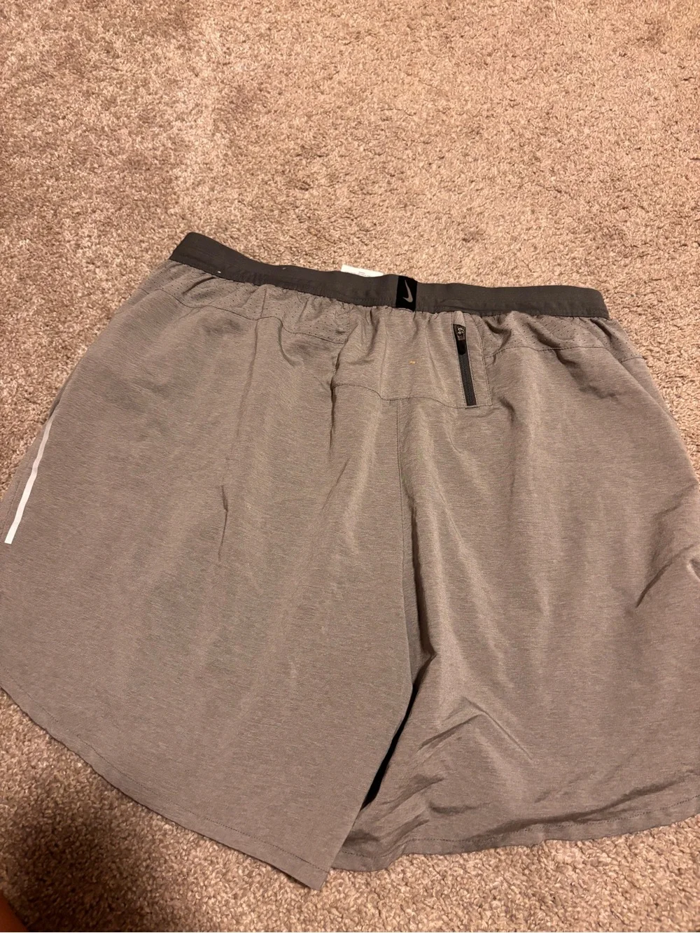 Nike Men's Gray Athletic Shorts with Black Drawstring